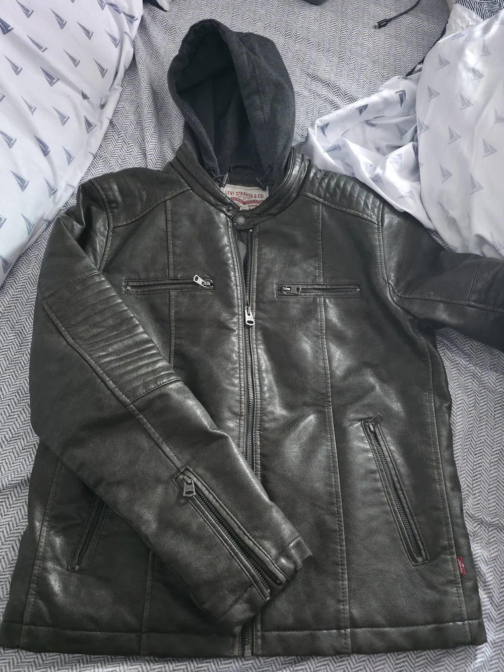 Levi's Brown Hooded Leather Biker Jacket